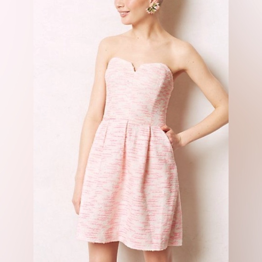 𝅺ANTHROPOLOGIE Moulinette Soeurs Pasteque Strapless Dress.